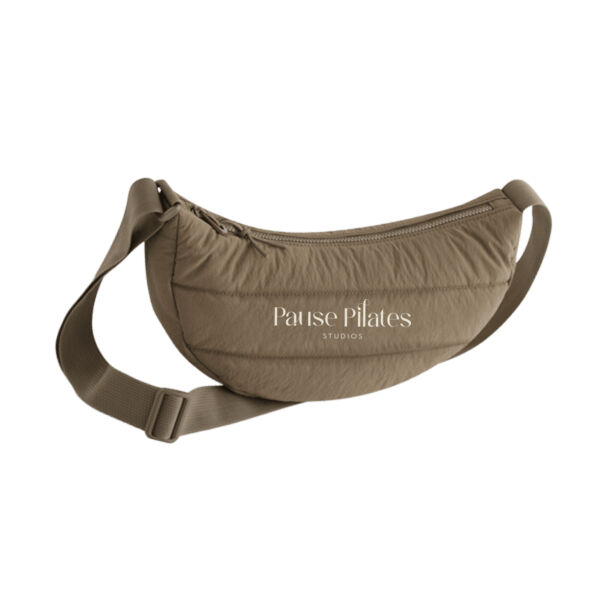 Pause Pilates Quilted Cross Body Bag - beige logo Thumbnail